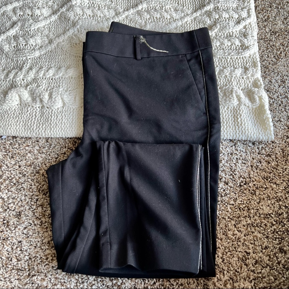 LOFT Skinny Black Work Pants with Silver Stripe Size 16